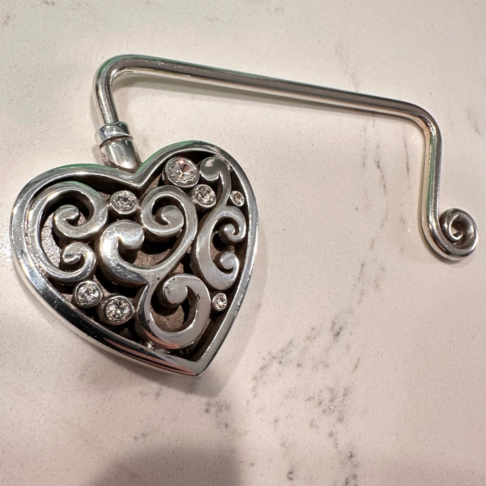 Brighton Handbag Hook, Rhinestone Heart Purse Hook - Picture 4 of 5